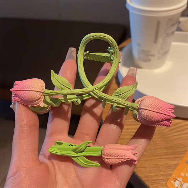 Pink Tulip Hair Clip