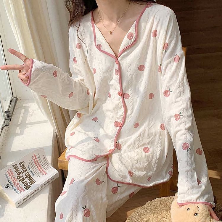 Floral Print Cotton Pajamas Set
