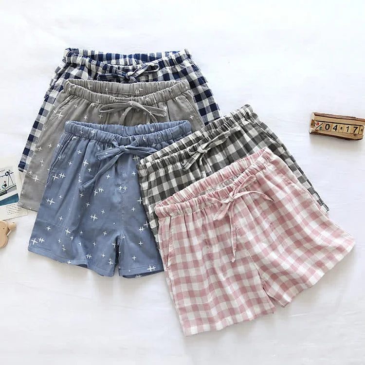 Lattice Star Print Cotton Pajama Shorts